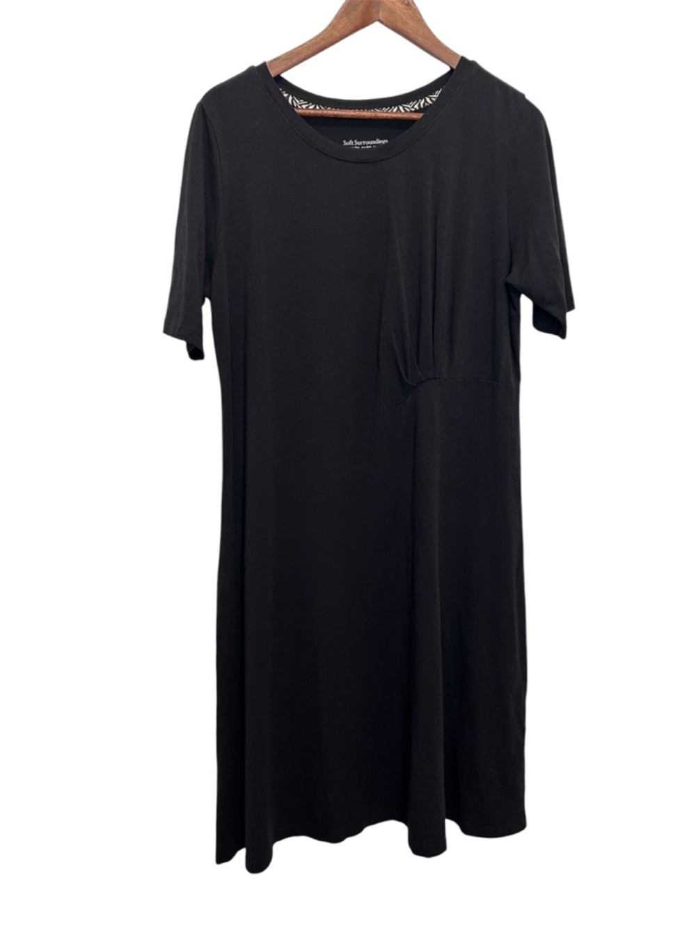 Soft Surroundings Black Midi Gathered T-shirt Dress